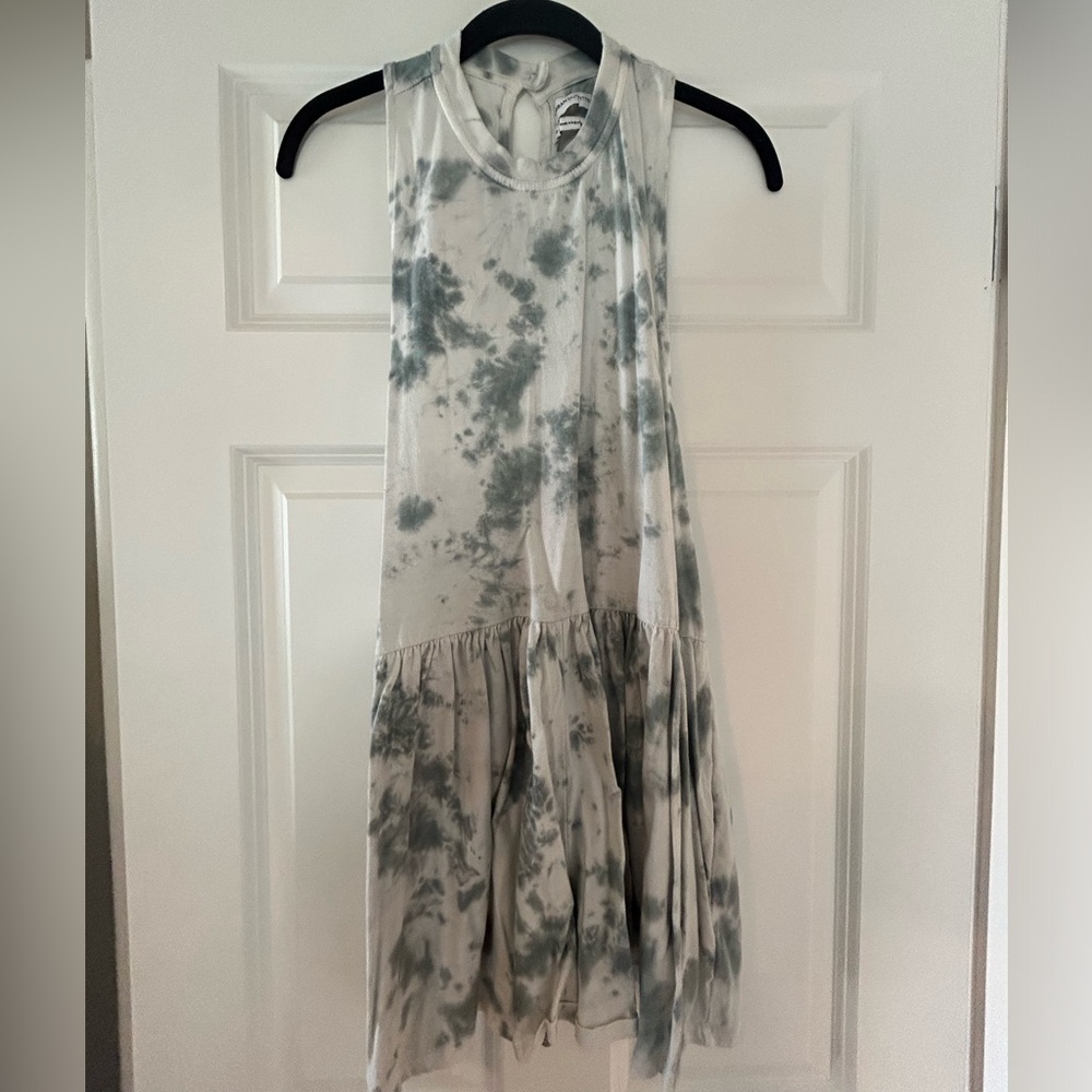 Drop waist tie died romper with knotted back detailing